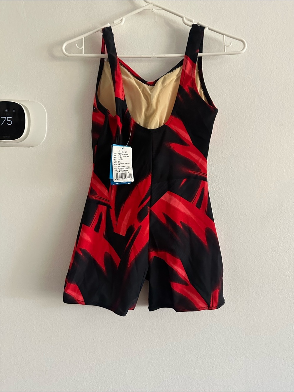 Tianzi Lycra Black and Red Abstract One-Piece Swim Romper girl large